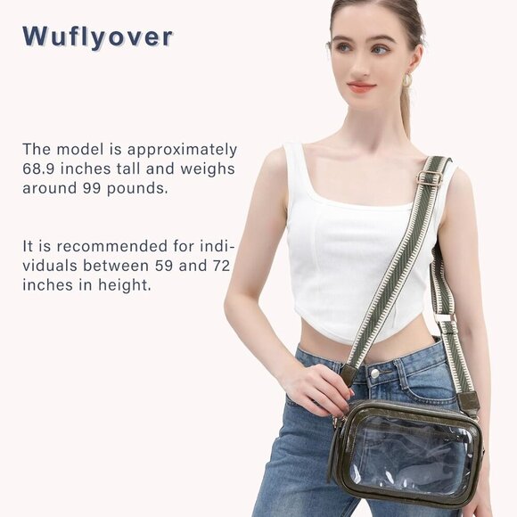 Stylish Clear Purse for Stadium Events - 9.8" x 2.7" x 6.3" - Midnight Green - Picture 6 of 7